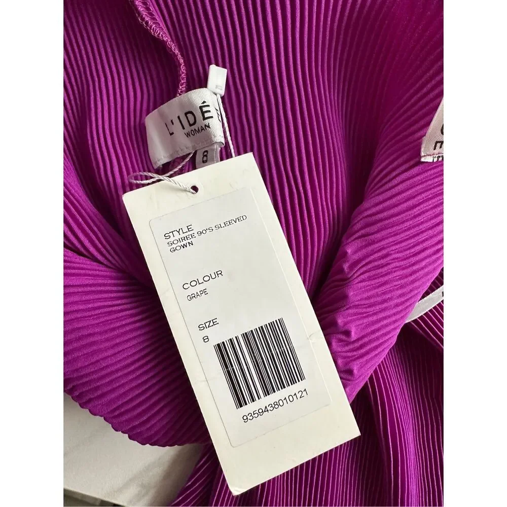 L'IDEE Soiree 90's Sleeved Gown in Grape Size AU8/US4 $365
